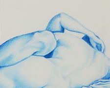 "Indigo Night", 2023, color pencil on paper, s.s. 5 1/2 x 8 1/2” / f.s. 11 1/2 x 14 1/2”