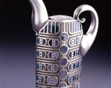 Barcelona Silver Teapot, 2007, hot blown/sandblasted, etc., 12 x 9 x 2 1/2"