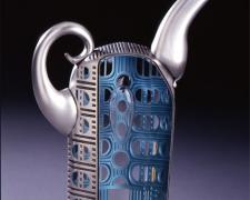 Barcelona Silver Teapot, 2007, hot blown/sandblasted, etc., 12 x 9 x 2 1/2"