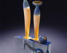 Blue Etruscan Voyage, 2007, cast/blown, 24 x 15 1/2 x 5 1/2"