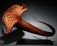 Bloom (Orange/Brown), blown, hot sculpted glass, murine, 24 x 17 x12"