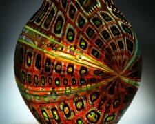 Foglio (Tigereye), blown glass, cane, murine, 12 x 16 x 3"