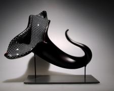 Bloom, 2012, blown and hot sculpted glass, reticello technique, matte finish, 15 1/2 x 10 1/2 x 9 1/4"