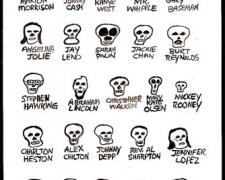 The Skulls of Famous People, 2010, gouache on paper, 9 x 5 3/4"