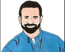 Billy Mays, 2008, gouache on paper, 9 x 5 3/4"