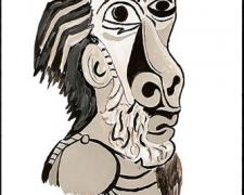 Picasso, 2009, gouache on paper, 9 x 5 3/4"