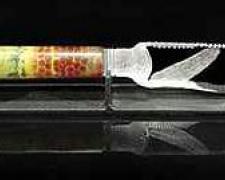 Raptor Knife #2, 2005, cast, blown glass, 20 x 3"