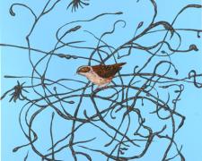 Bird in Pollock Bush #2 2005 Oil on cradled masonite 18 x 18"