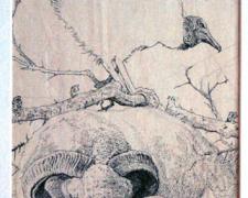 A Black Vulture Perched Upon a Devil's Walking Stick, 2008, pen and ink on paper, 11 7/8 x 6 1/2"