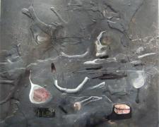 Sleight of Hand, 2009, charcoal, oil and plaster on panel, 40 x 40"