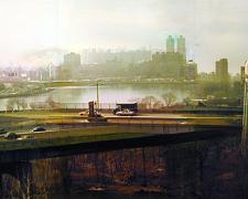 The East River 2003 Mixed media on panel 10 x 30"