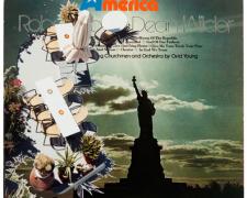 America, 2011, mixed media on vintage album cover, f.s. 18 x 18"