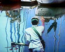 Inspector Saito's Seaside Satori 2013 mixed media on panel 40 x 58"