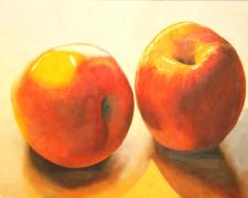 Two Red Apples, oil on board, 12 x 16", 2015