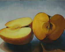 Cut Apple, 2015, oil on board, 12 x 16"