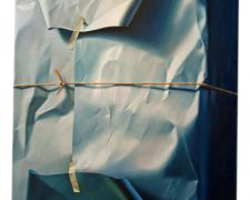 Wrapped and Stringed Area for Recognition, 2012, oil on canvas, 39 x 29 1/2"