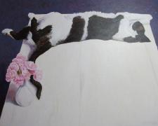 Upon a Table My Feral Cat Dreams of Fantin Latour, 2016, acrylic on gessoed cardboard, 12 1/2 x 16 1/2”