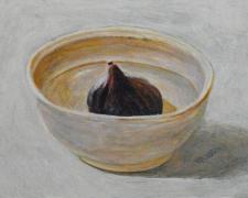 Fig In a Bowl, 2016, acrylic on panel, 4 x 5 7/8”
