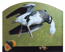 Dangled Gander, 2015, acrylic on panel, 16 3/4 x 20“ 