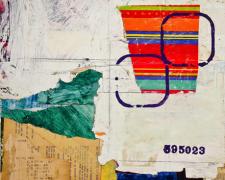 a turned table I, 2012, mixed media collage, f.s. 19 3/4 x 16 3/4" / i.s. 13 3/4 x 10 3/4"