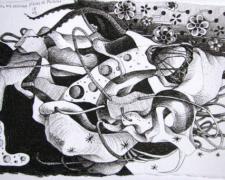 Where Are My Missing Pieces of Puzzles?, 2008-09, ink on paper, 3 1/4 x 5"