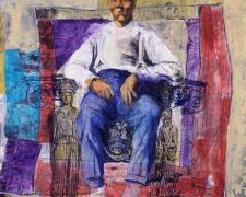 Elder Man Acropolis Throne, 2005, mixed media on paper, 24 x 24"