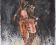 Massai II 2014 woodcut, acrylic, charcoal 48 x 36"