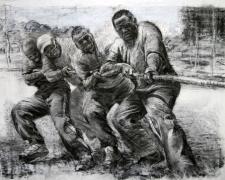 TZ Tug 2008 charcoal 30 x 44"