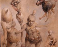 Five Figures 2014 graphite and acrylic on panel 18 3/4 x 15 7/8 x 3 3/8"