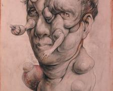Bust 2013 graphite, acrylic on panel 12 x 9 x 3"