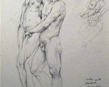 Cellini with Synthetic Figure Drifting, 2008, graphite on paper, 11 3/8 x 7 1/2"