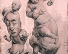 Clown Monsters 2013 graphite, acrylic on panel 12 x 9 x 1"