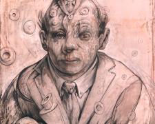 Double Generator Portrait 2014 graphite,acrylic on panel 10 x 8 x 2"