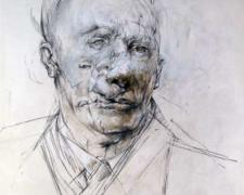 Portrait with Faces Drifting, 2010, graphite and acrylic on panel, 16 x 11 7/8 x 1 3/4"