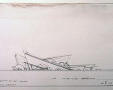 Elevation with Arcs and Diagonals, 2010, graphite and acrylic on paper, i.s. 10 1/4 x 7 1/8"