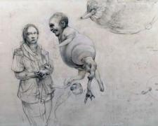 Explaining the Evolutionary Drift, 2010, graphite and acrylic on panel, 11 3/4 x 19 3/4 x 2"