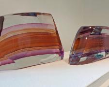 Harvey Littleton, "Untitled" (View 2), 1985, glass, Left:6 x 10 1/4 x 3"/Right: 4 3/4 x 9 x 3"