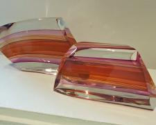 Harvey Littleton, "Untitled" (View 4), 1985, glass, Left:6 x 10 1/4 x 3"/Right: 4 3/4 x 9 x 3"