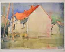 150718 haus of rest, 2015, watercolor, p.s. 9 x 12 1/8" / f.s. 13 1/4 x 16 1/8"