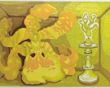 "Hothouse", 2023, reductive woodcut, i.s. 5 1/2 x 7 1/2" / p.s. 9 x 10 1/2"