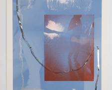 "Reach", 2024, inkjet printed and manipulated photograph, laser etched photo relief print, screenprint, found tinsel, i.s. 26 x 20" / p.s. 28 x 22", ed. 1/3 ("Flares" Series)