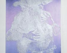"Two Dancers", 2025, inkjet, spraypaint, screenprint on evolon paper, i.s. 29 1/4 x 20 3/4" / p.s. 31 1/2 x 23 1/2", EV 3/3 ("Last Night and Tomorrow" Series)