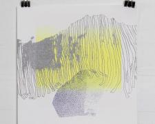 "Stream Middle", 2024, screenprint, laser etched relief print on evolon paper, i.s. 7 x 7" / p.s. 10 x 10", EV 2/3 ("Pictures on the Windowsill" Series)
