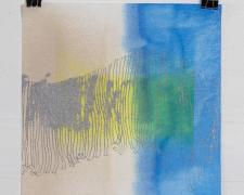 "Stream Shore", 2024, screenprint on dyed evolon paper, i.s. 7 x 7" / p.s. 10 x 10", EV 3/3 ("Pictures on the Windowsill" Series)