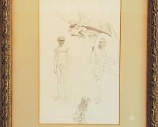 "Sing Me an Intruit", graphite, i.s. 21 x 14" / f.s. 35 1/2 x 27 1/2", (Secondary Market)