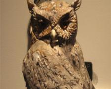 Gray Screech Owl 2008 Blown/off-hand sculpted glass 18 x 8 x 10"