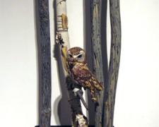 Western Pygmy Owl 2008 Blown/off-hand sculpted glass 30 x 14 x 11"