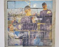 "Miss Thorough", 2025, transfer print on poured concrete, 20 x 20 x 3"