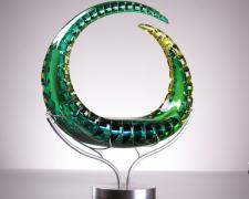 Mizuki, 2012, blown glass, diamond ground, polished, 16 x 16 x 4"