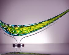 Tsunami, 2012, blown glass, diamond ground, polished, 18 x 37 x 6"